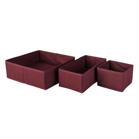 Qoolish Pack of 3 Chic Maroon Drawer Organizers