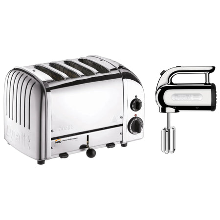 Dualit Small Appliance Package with 4-Slice Toaster and Hand Mixer in Polished Chrome