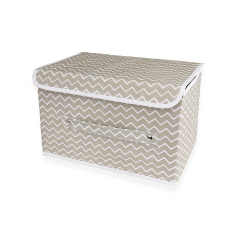 Qoolish Pack of 1 White Stripe Storage Box with Lid