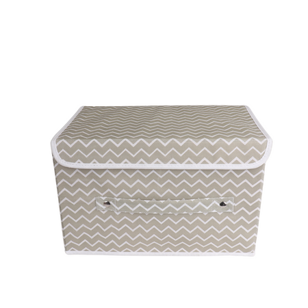 Qoolish Pack of 1 White Stripe Storage Box with Lid