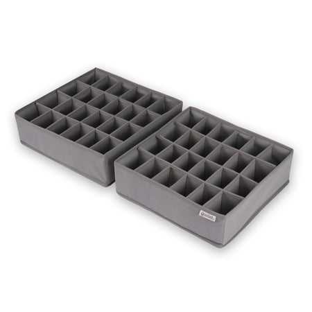 Qoolish Pack of  2 Grey Drawer Organizers: Drawer Dividers