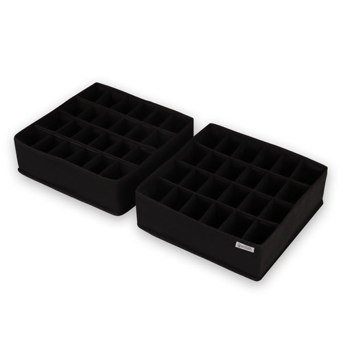 Qoolish Pack of 2 Sturdy Black Drawer Organizers - Efficient Drawer Dividers