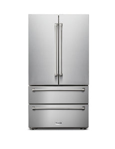 Thor Kitchen 36-Inch 22.5 cu. ft Freestanding French Door Refrigerator with Ice Maker in Stainless Steel (TRF3602)