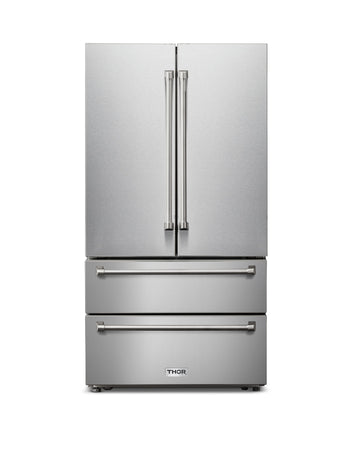 Thor Kitchen 36-Inch 22.5 cu. ft Freestanding French Door Refrigerator with Ice Maker in Stainless Steel (TRF3602)