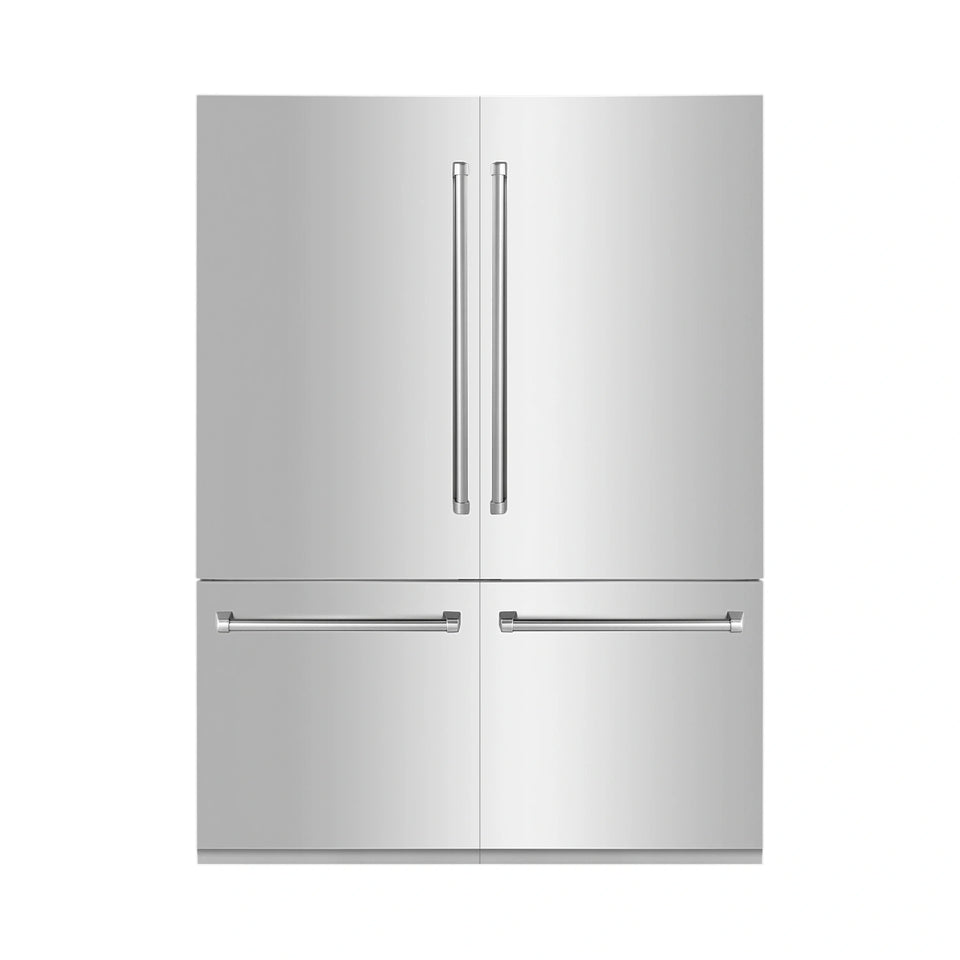 ZLINE 60-Inch Built-In 32.2 cu. ft. 4-Door French Door Refrigerator with Internal Water and Ice Dispenser in Stainless Steel (RBIV-304-60)