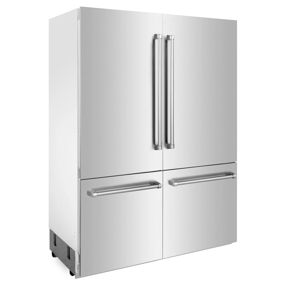 ZLINE 60-Inch Built-In 32.2 cu. ft. 4-Door French Door Refrigerator with Internal Water and Ice Dispenser in Stainless Steel (RBIV-304-60)