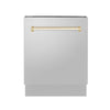 ZLINE Autograph Edition 24-Inch 3rd Rack Top Control Tall Tub Dishwasher in Stainless Steel with Gold Handle, 51dBa (DWVZ-304-24-G)