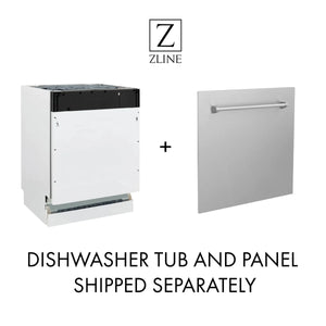 ZLINE Autograph Edition 24-Inch 3rd Rack Top Control Tall Tub Dishwasher in Stainless Steel with Gold Handle, 51dBa (DWVZ-304-24-G)