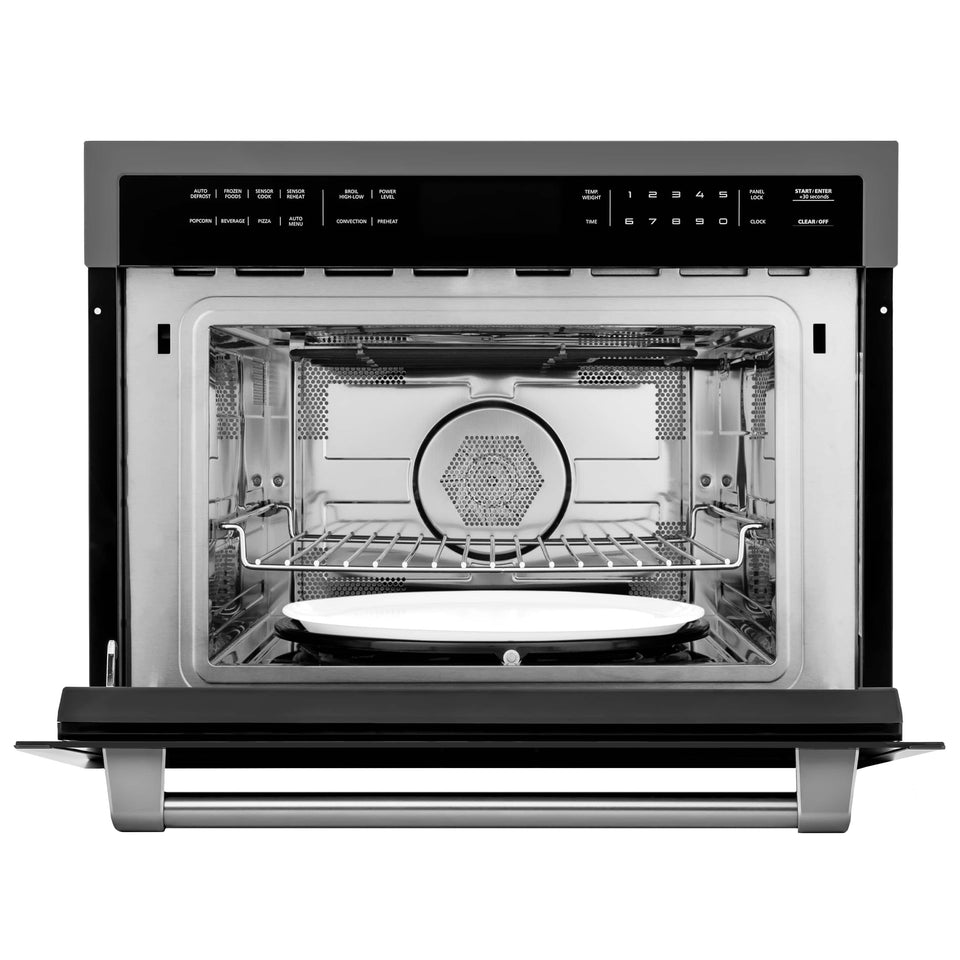 ZLINE 24-Inch Built-in Convection Microwave Oven in Black Stainless Steel with Speed and Sensor Cooking (MWO-24-BS)