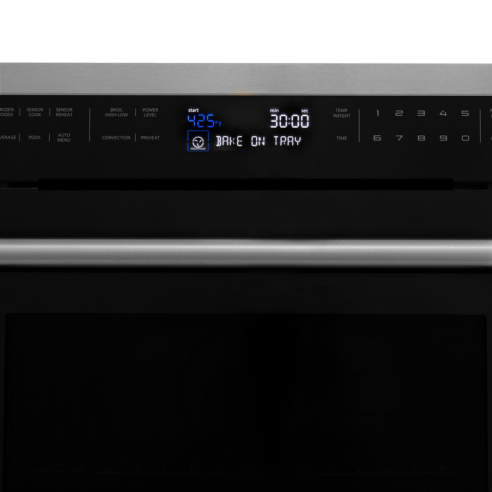 ZLINE 24-Inch Built-in Convection Microwave Oven in Black Stainless Steel with Speed and Sensor Cooking (MWO-24-BS)